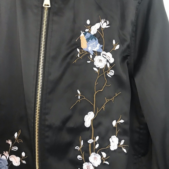 Satin Embroided Bomber Jacket - Picture 2 of 4